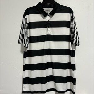 Nike Golf Standard Fit Dri-Fit Short Sleeve Polo Black White Stripes Men's L